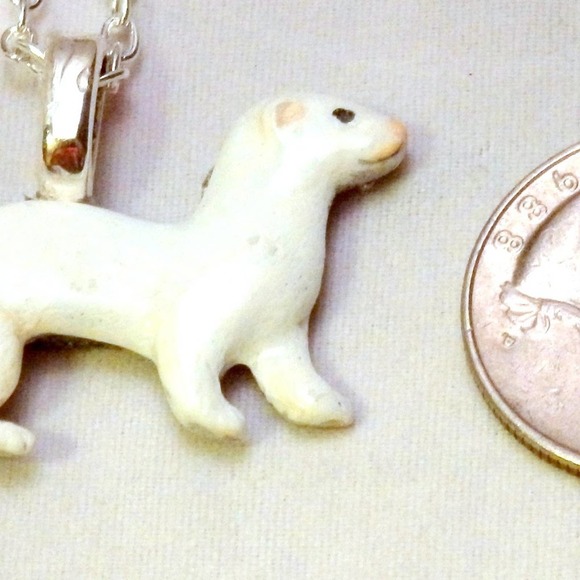 Dark Eyed White Ferret Necklace or DEW   734 - Picture 6 of 7